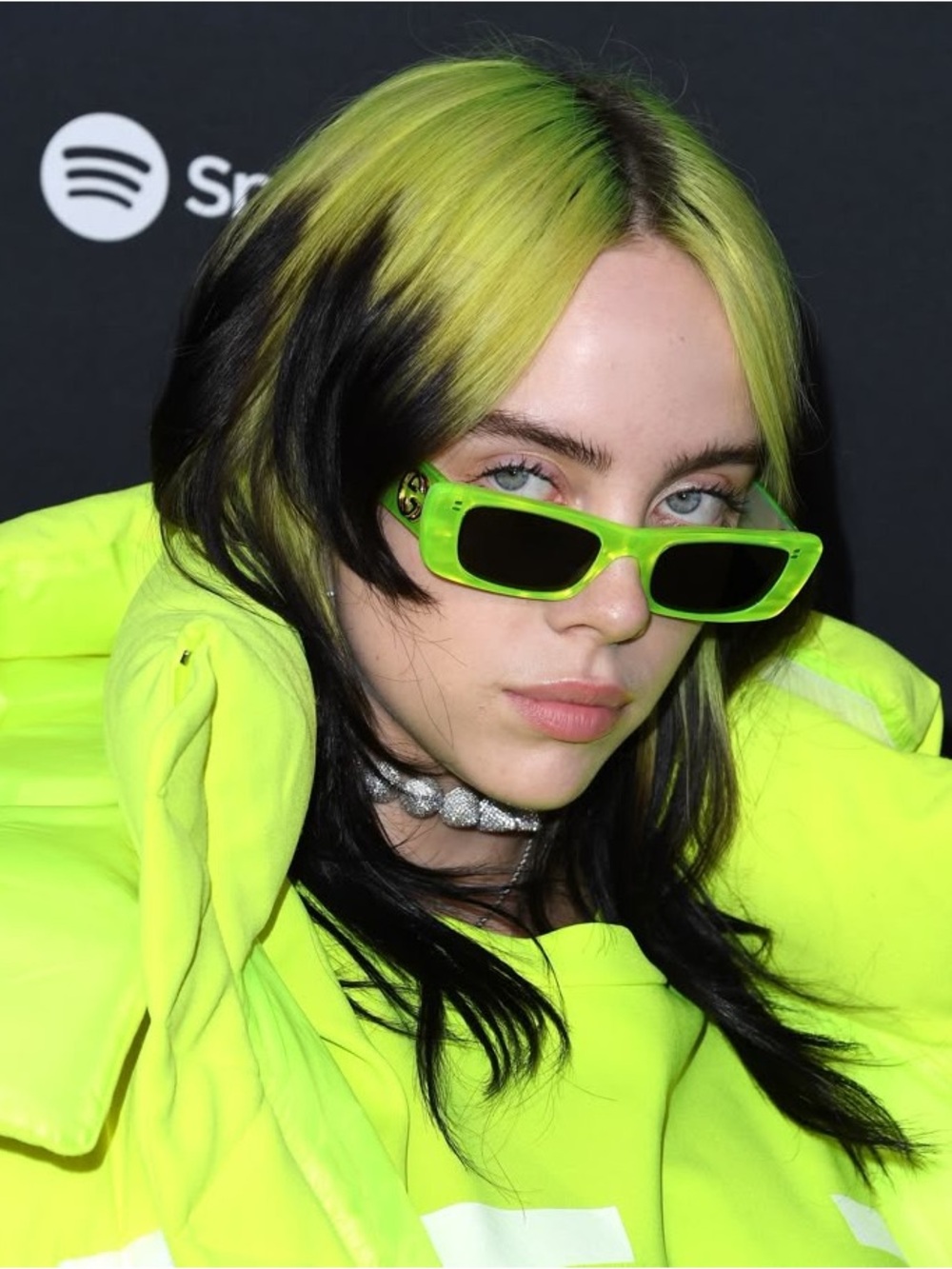 Gucci Neon Lime Rectangular Sunglasses with Gold Logo
